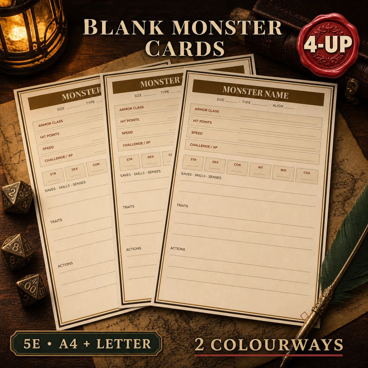 Blank DnD Monster Cards Printable - Build Your Own Fillable 5e Monster Stat Block Cards - Homebrew TTRPG Print and Cut - Instant Download — Build Your Own Fillable 5e Monster Stat Block Cards - Homebrew TTRPG Print and C