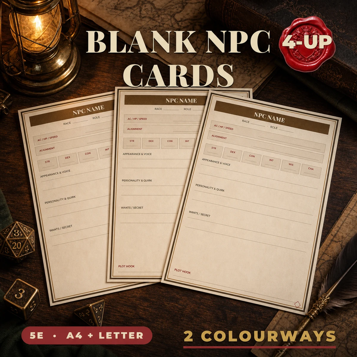 Blank DnD NPC Cards Printable - Build Your Own Fillable 5e NPC Reference Cards - Homebrew TTRPG Print and Cut - Instant Download — Build Your Own Fillable 5e NPC Reference Cards - Homebrew TTRPG Print and Cut - 