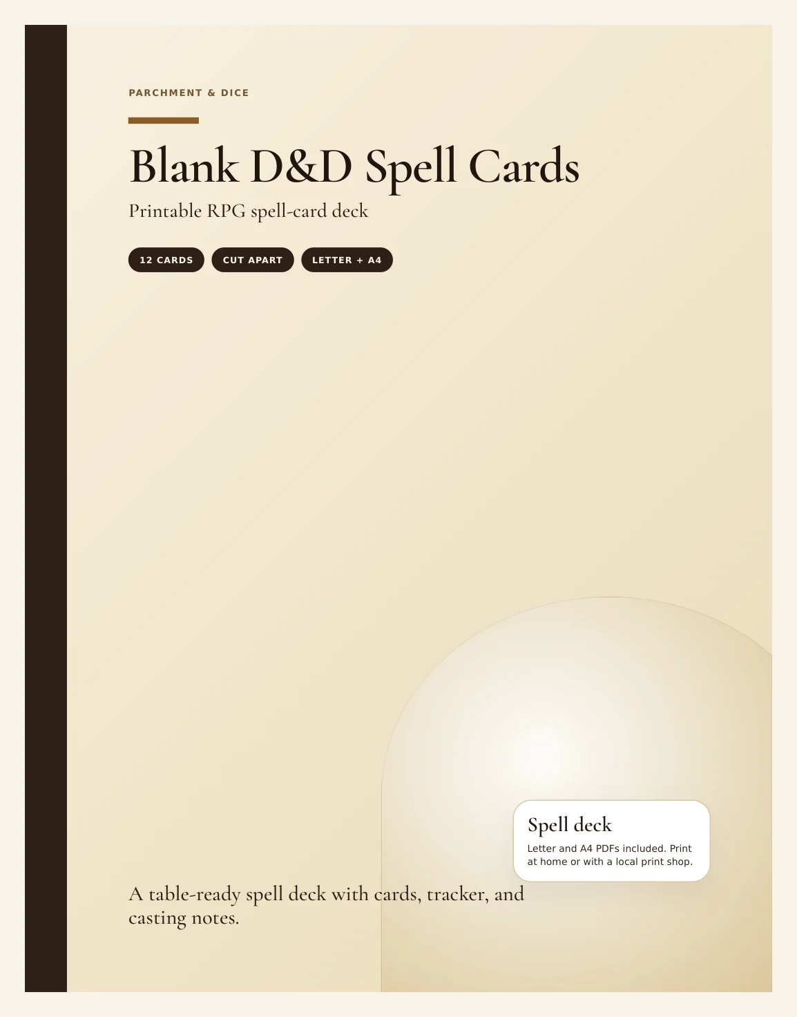 Blank DnD Spell Cards Printable - Build Your Own Fillable 5e Spell Cards - Homebrew TTRPG Print and Cut - Instant Download — Preview page 1
