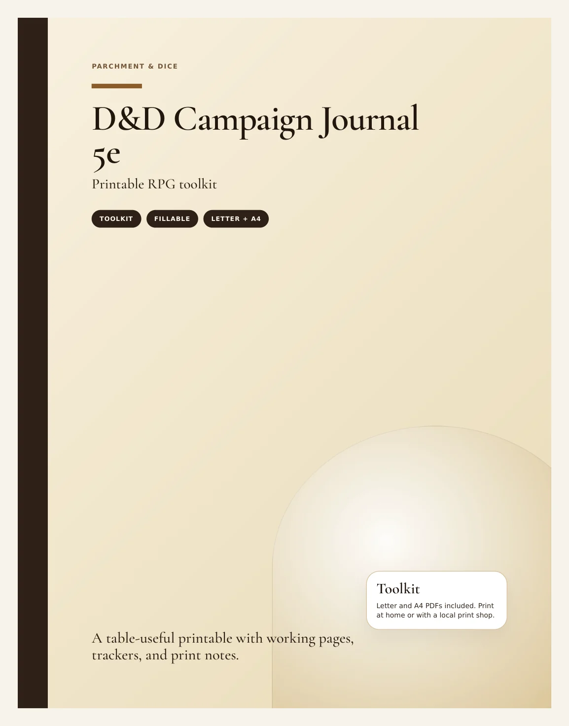 DnD Campaign Journal Printable 5e — Preview page 1