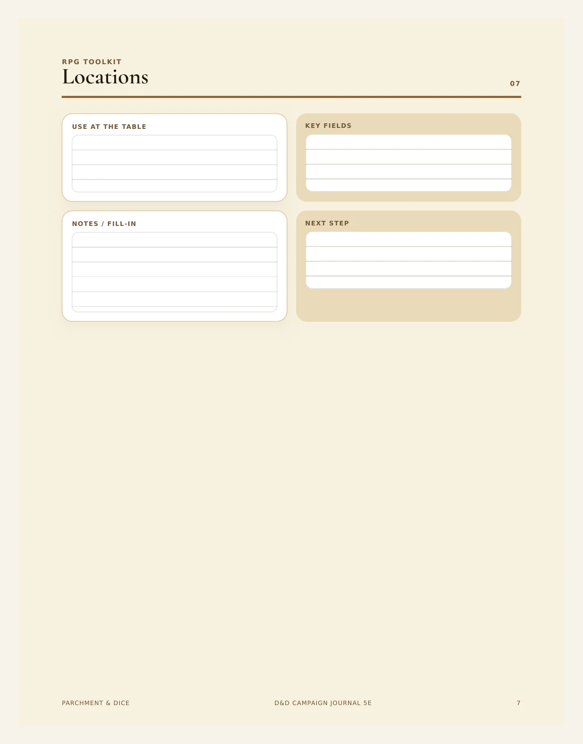 DnD Campaign Journal Printable 5e — Preview page 2
