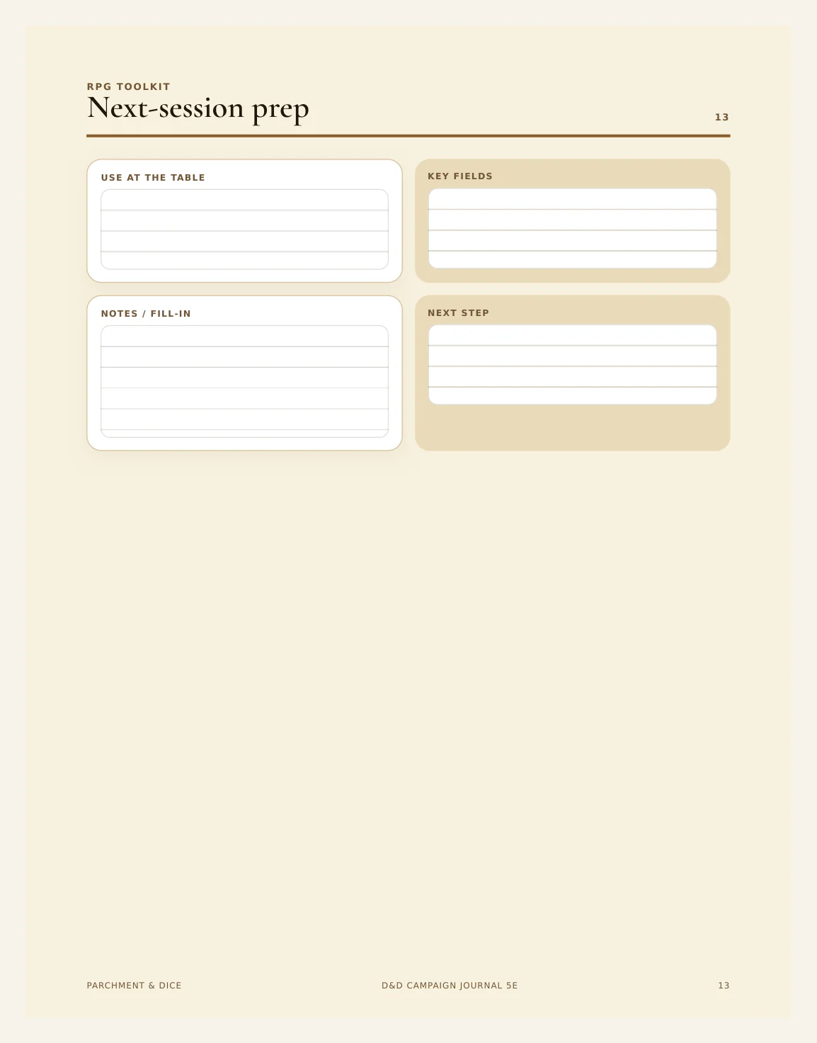 DnD Campaign Journal Printable 5e — Campaign Journal Actual Buyer Preview 3