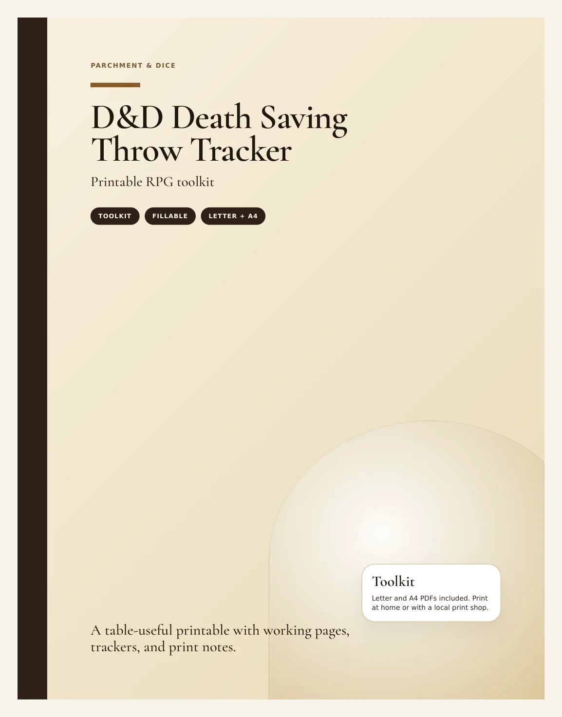 DnD Death Saving Throw Tracker Printable — Preview page 1