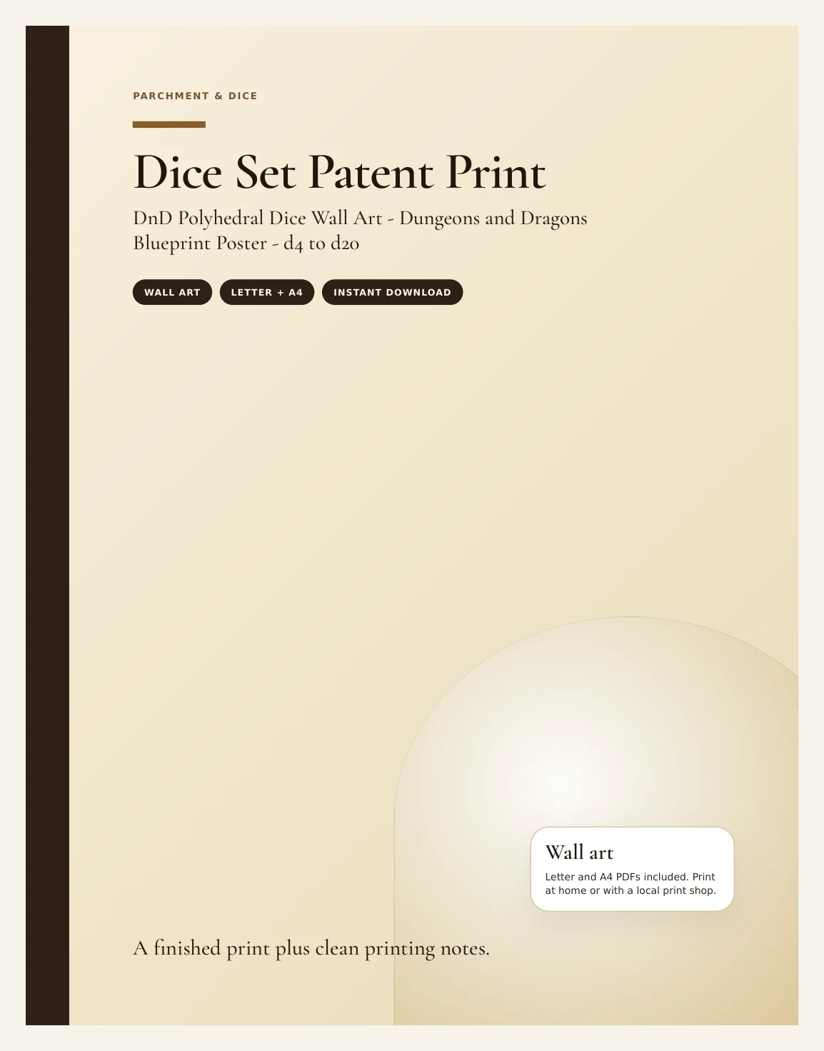 Dice Set Patent Print - DnD Polyhedral Dice Wall Art - Dungeons and Dragons Blueprint Poster - d4 to d20 Patent Drawing - Instant Download — Preview page 1
