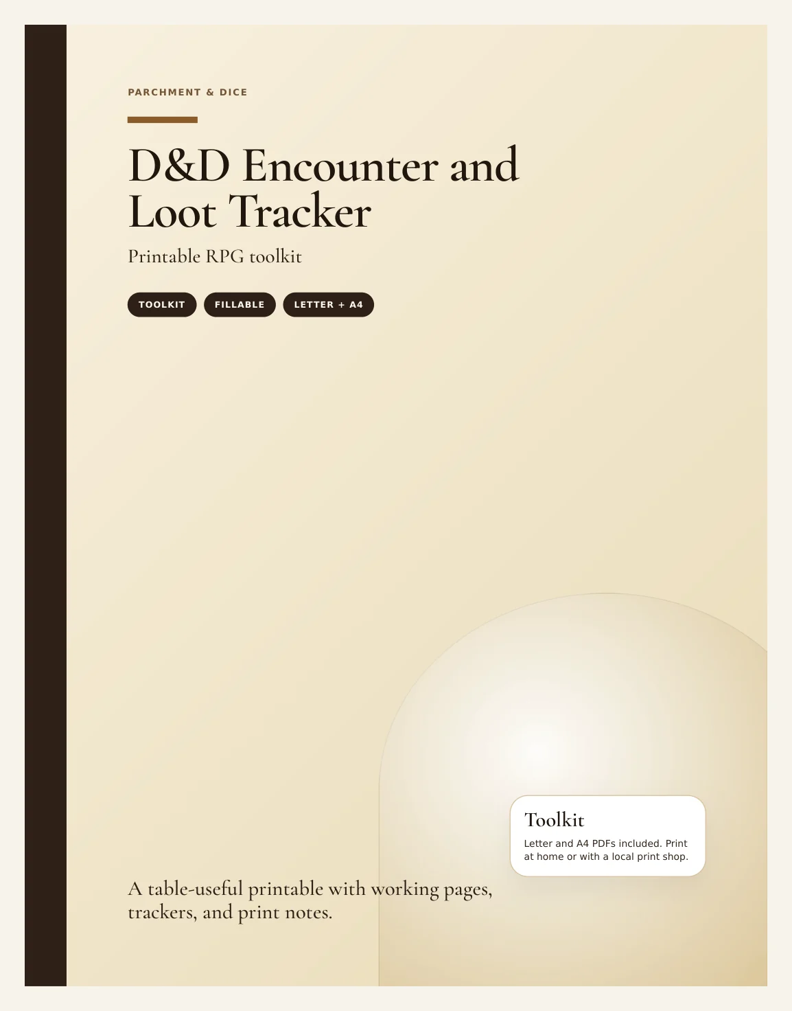 DnD Encounter and Loot Tracker Printable — Preview page 1