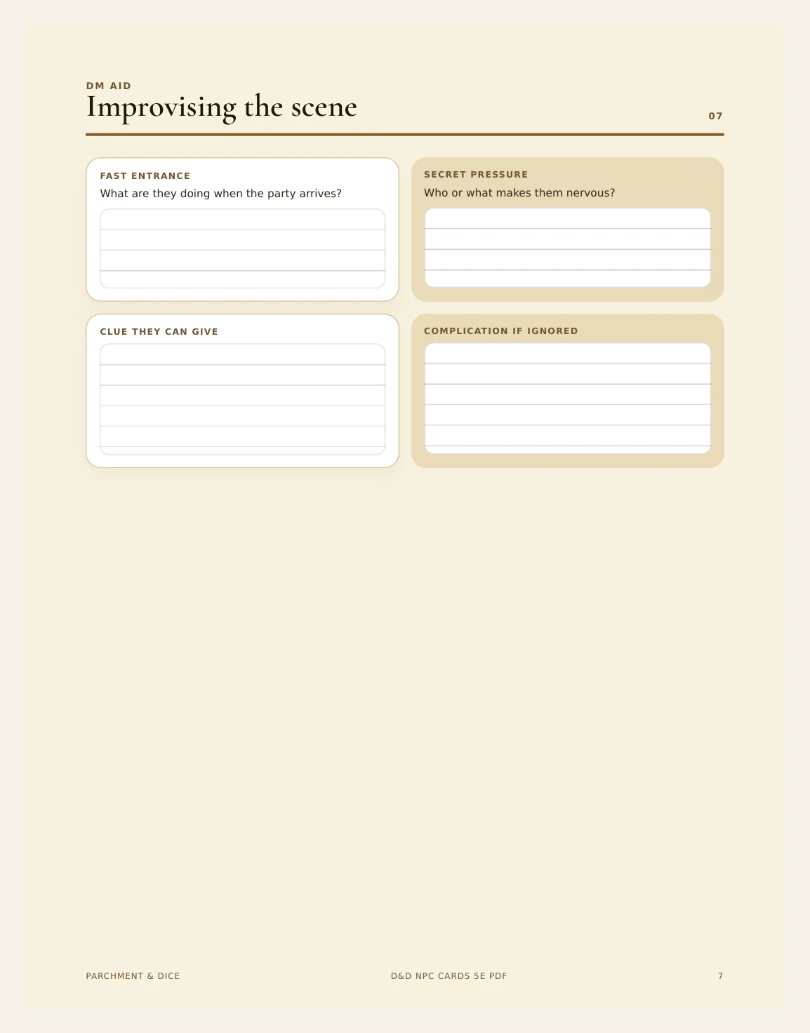 DnD NPC Cards Printable 5e PDF — Npc Cards Actual Buyer Preview 3