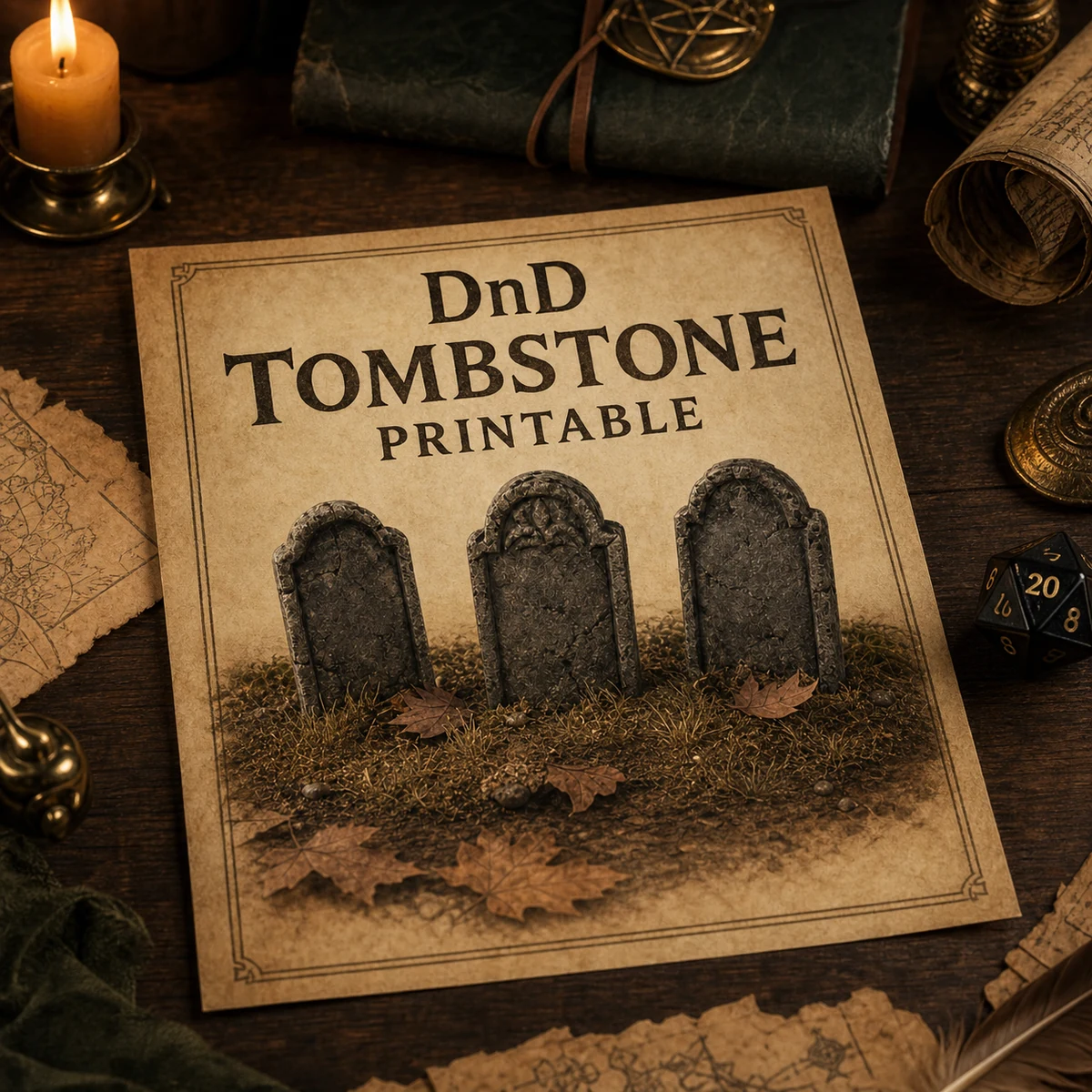 DnD Tombstone Printable — Graveyard headstones and mini standees