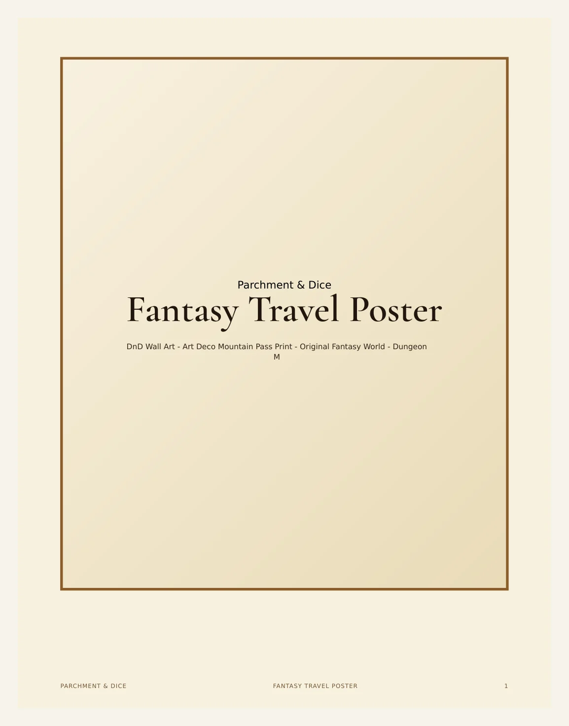 Fantasy Travel Poster - DnD Wall Art - Art Deco Mountain Pass Print - Original Fantasy World - Dungeon Master Gift - Instant Download — Preview page 2